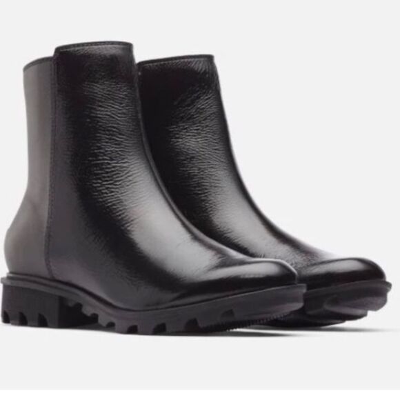 Sorel Phoenix Zip Waterproof Lug Sole Boot in Patent Black 8 - Picture 3 of 15